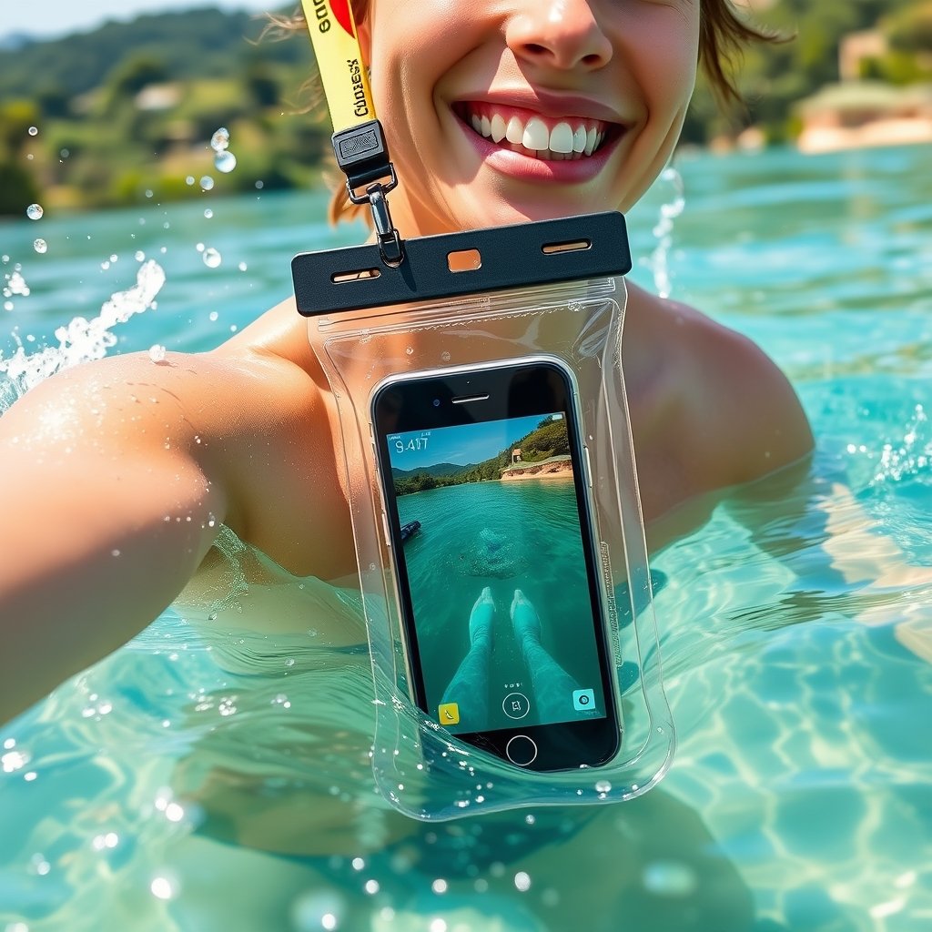 waterproof pouch in action