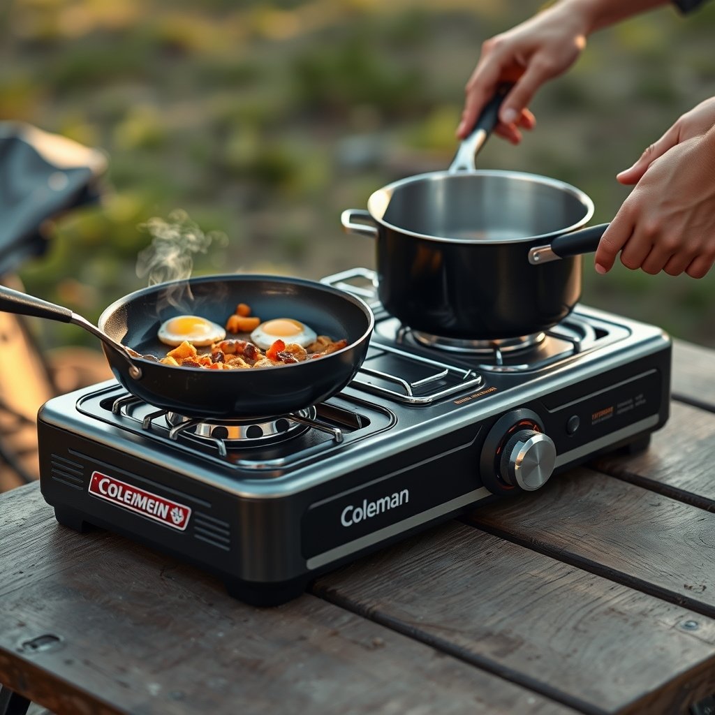 camping stove in action