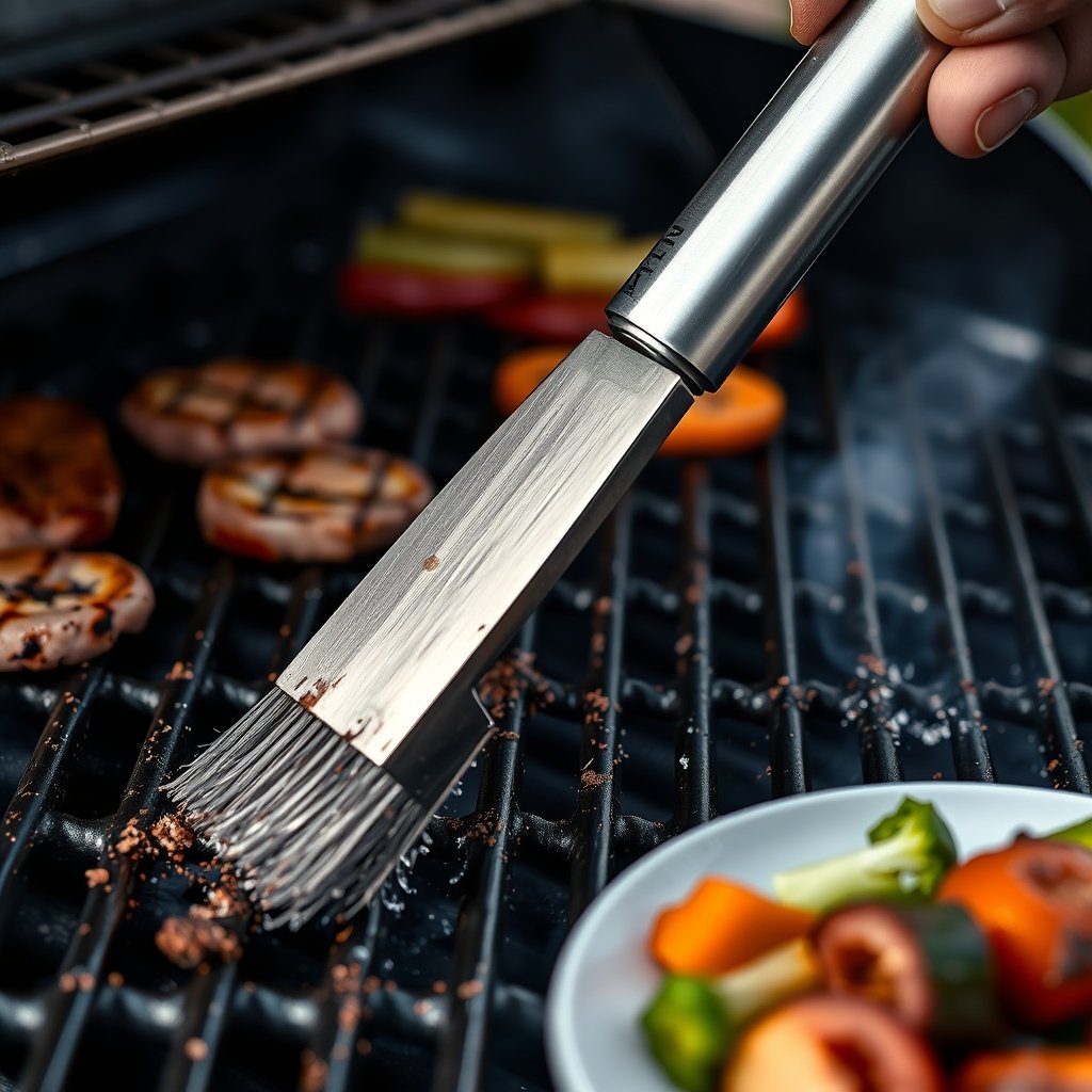 grill brush in action