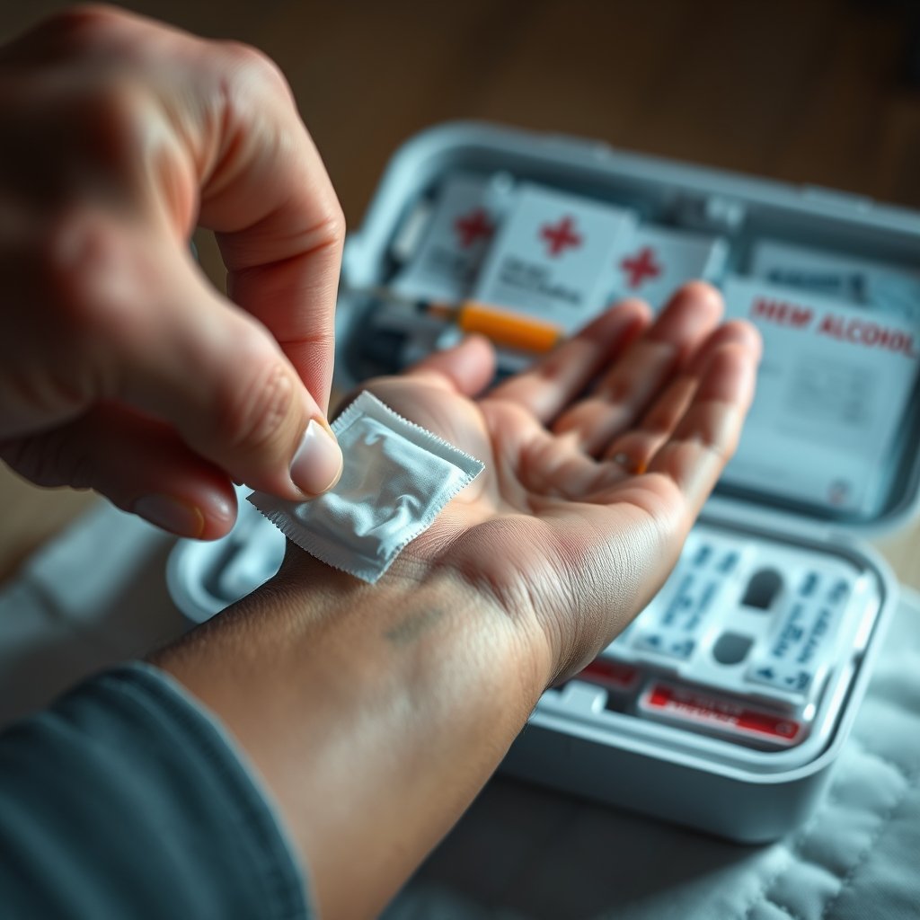 alcohol pads in action